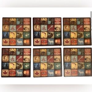 Lodge 16 Patch coasters by Stephanie Marrott ceramic tiles with cork backing #16